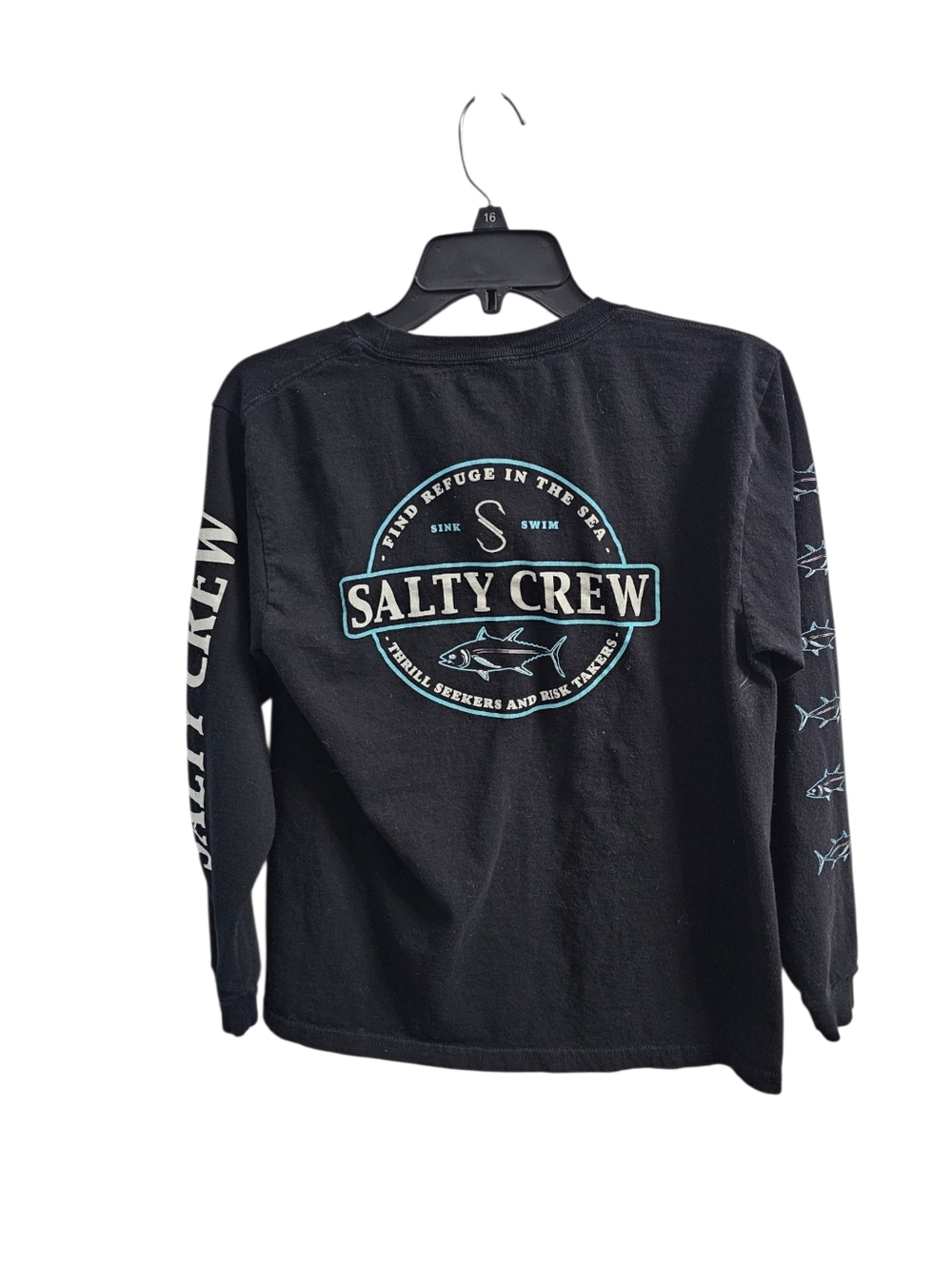 Salty Crew Boys Black Long Sleeve Shirt Large